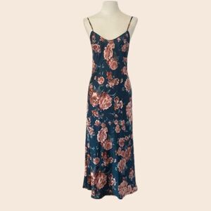 Intimately Free People Easy To Love Slip Dress Teal Floral Size Extra Small